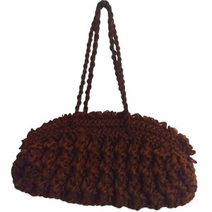 1960s Vintage Chocolate Brown Macrame Bag
